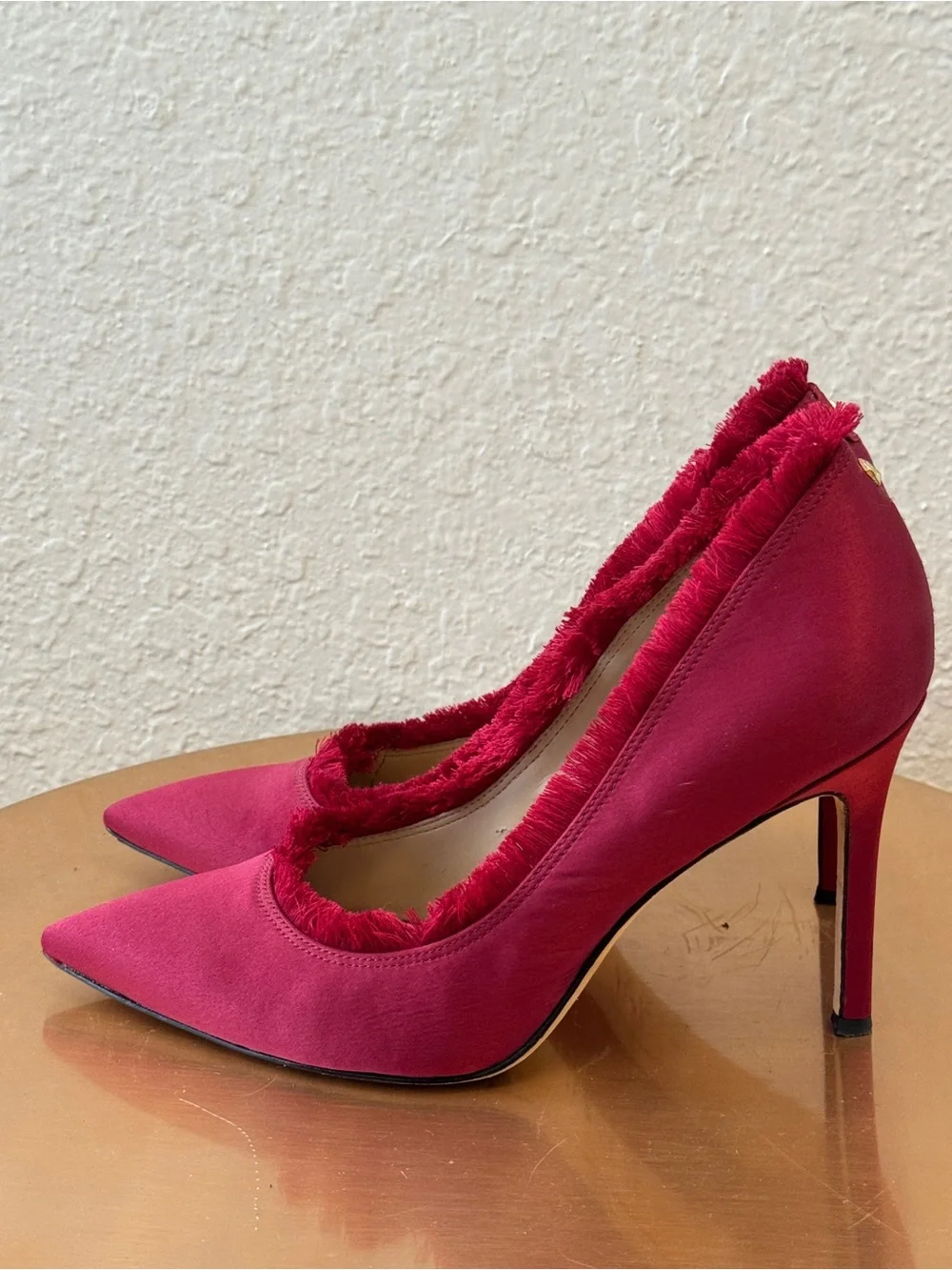 👠 Sam Edelman Halan Fringed Satin Pumps - Cranberry / Burgundy